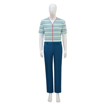15th Doctor Who Ncuti Gatwa Lining Striped Shirt Navy Pants Halloween Outfit Becostume
